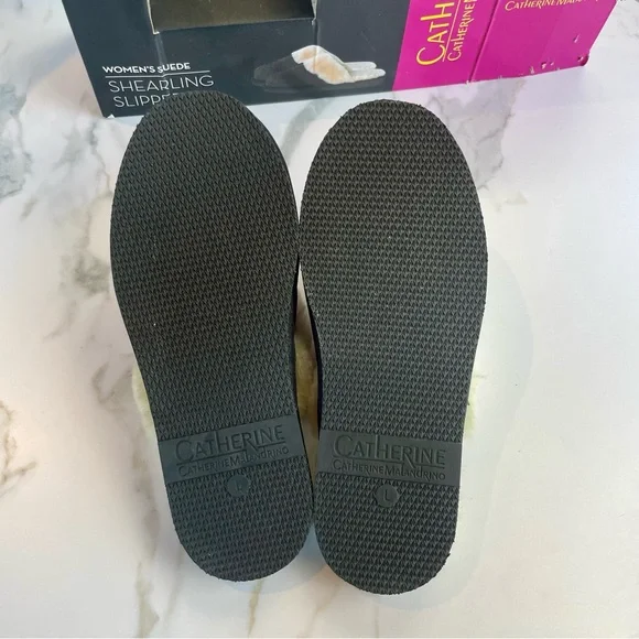 Catherine Malandrino Shearling Lined Genuine Suede Slippers Sz 9-11 Large NWB - Picture 9 of 12